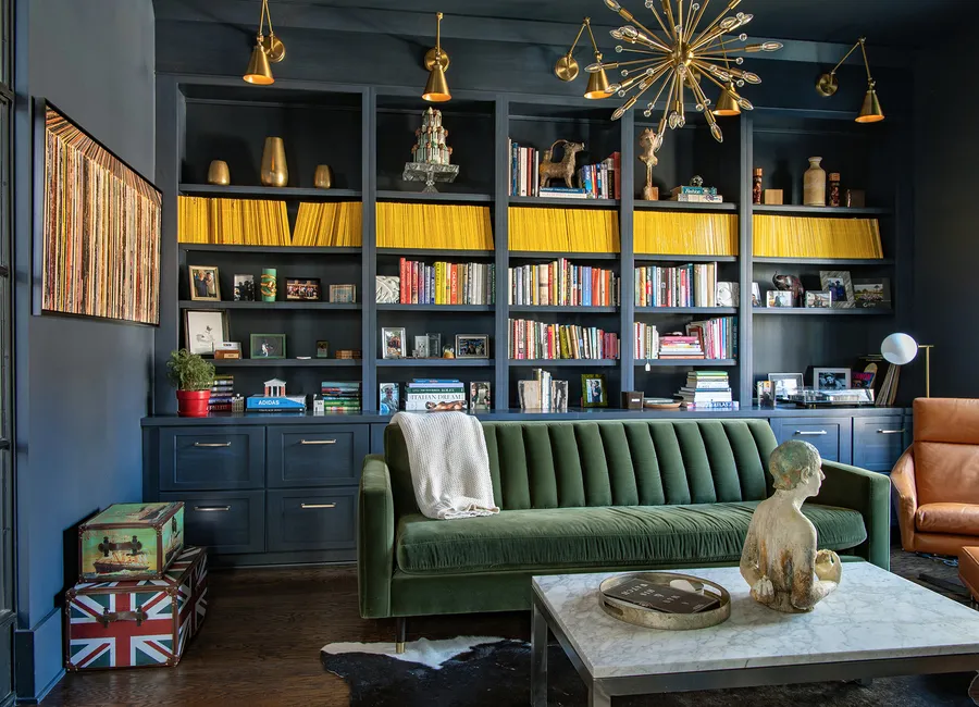 Built-in library shelving and drawer cabinetry from Aspect Cabinetry, a Champion Cabinets supplier