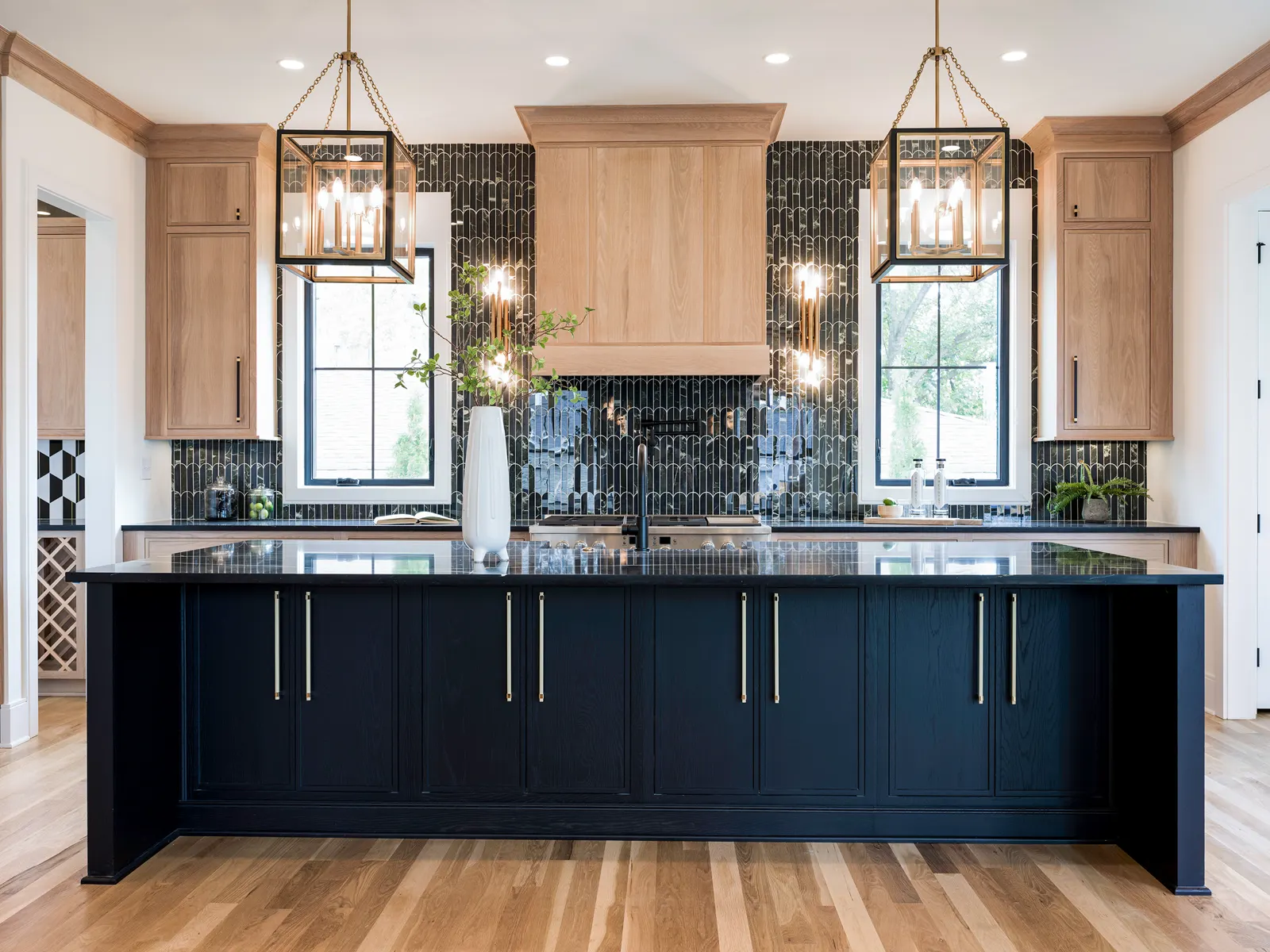 W.W. Wood Products white oak and navy kitchen